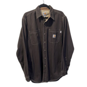 Carhartt FR Flame Resistant Brown Shirt Jacket Mens M 100432 201 Snap Buttons
